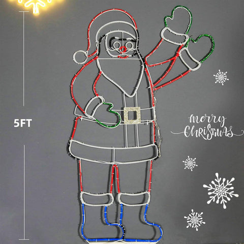 ZHOUDUIDUI 5FT Santa Claus Neon Light – 273 LED Colorful Christmas Decoration