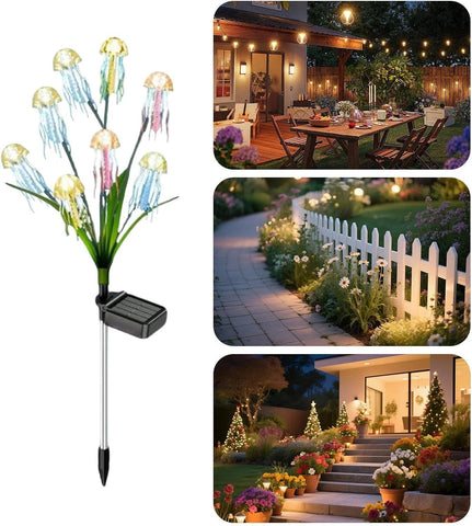 Garden Solar Lights, Jellyfish Design Waterproof Pathway Lighting Outdoor Solar Powered Yard Lights For Patio Fence Deck Porch Backyard Lawn Garden Decoration, Festive Ambient Landscape Lighting