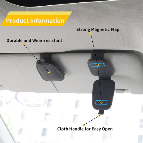 Magnetic Leather Sunglasses Holder for Car Visor