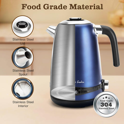 Taylor Swoden Electric Kettle 1.7L, 7 Variable Temperature 40°C–100°C, Fast Boil Quiet Kettle, Keep Warm 2 Hours, 2200W