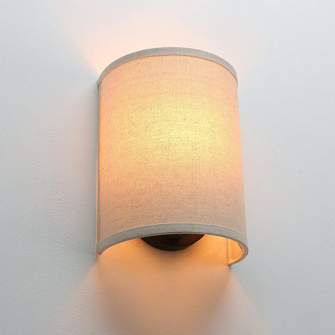 Industrial Linen Fabric Wall Sconce Vintage Night Light Lamp