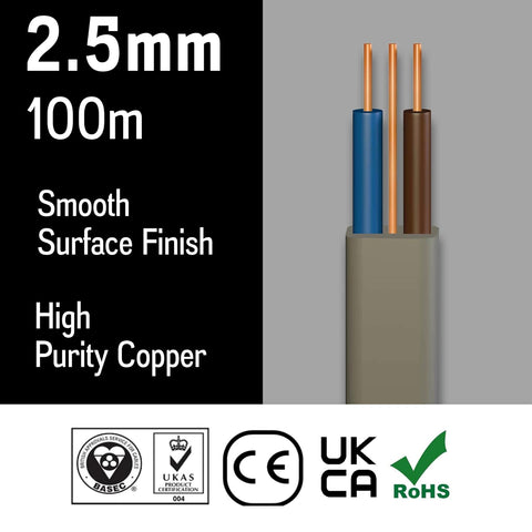 2.5mm Twin and Earth Electrical Cable 100 Metre