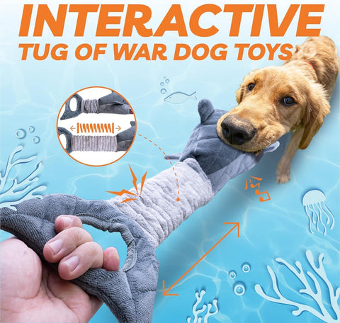 Legend Sandy Grey Shark Dog Toy – Large Interactive Chew Toy