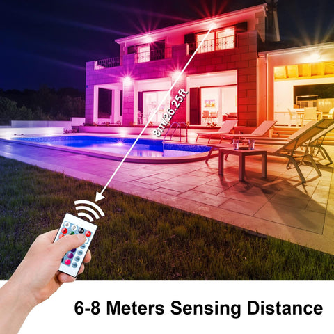 100W RGB LED Flood Light Outdoor, Colour Changing with Remote IP66