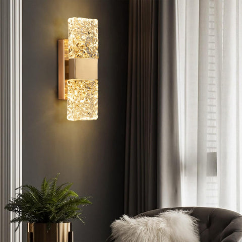 Water Ripple Crystal LED Gold Wall Light
