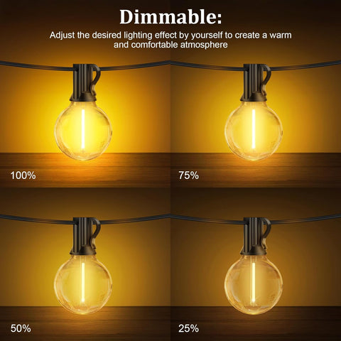 15M Outdoor LED Festoon String Lights with 25 Bulbs – Mains Powered, Warm White – Energy-Efficient, Durable & Waterproof Garden Patio Party Lights for Outdoor Use