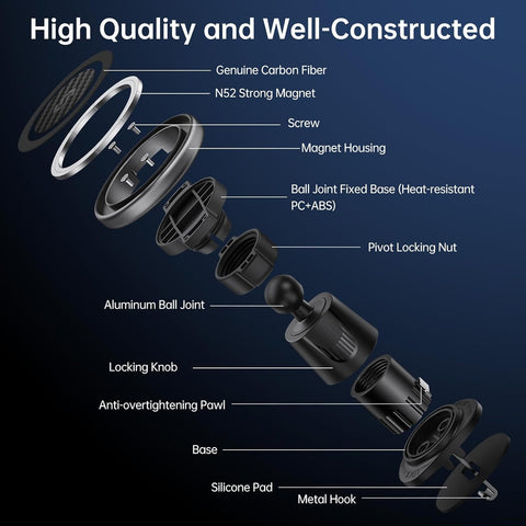 SYNCWIRE MagSafe Car Mount Vent – Magnetic Phone Holder with 3D Long Arm, Strong Magnets & Flexible Rotation