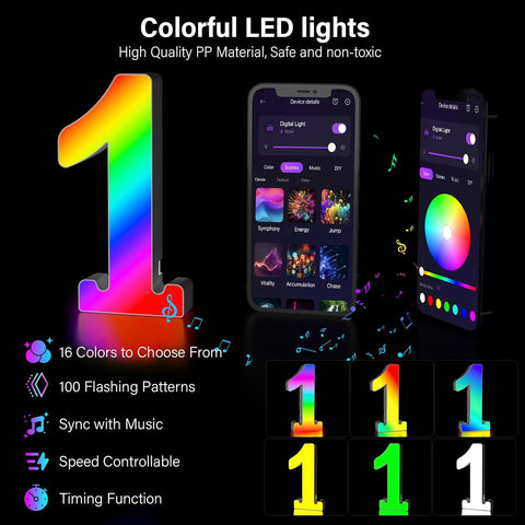 LED RGB Number Light Digit 1 USB APP Control