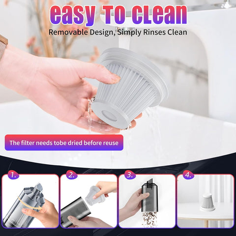 Nctoberows Cordless Handheld Vacuum Cleaner 22000Pa Black Purple