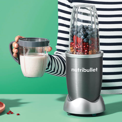 Blender 600 Series 7-Piece Kit – 600W High-Speed Personal Blender with 20,000 RPM Motor, Tall & Short Cups, Lid & Handle Ring – Ideal Smoothie Maker for Ice, Nuts & Frozen Fruits – Graphite