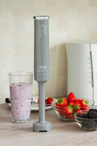 Hand Blender 200W Stick Immersion Blender – Cool Grey Handheld Electric Mixer with Stainless Steel Blade for Soups & Smoothies