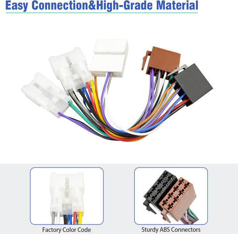 Jayubien Stereo Wiring Harness for Toyota Radio Connector 2003-2012,Compatible with Camry Corolla Tacoma Matrix Tundra 4Runner Prius RAV4 Sienna Cruiser ISO Radio Wire Adapter 20Pin SWC Plug