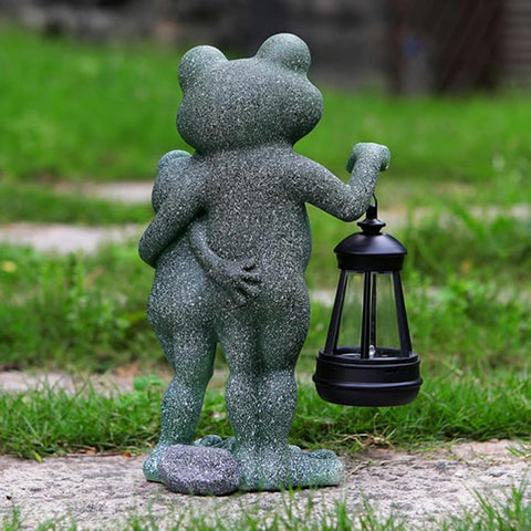 Solar Frog Garden Decor Cute Waterproof Sculpture Handheld Lantern