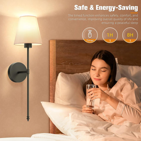 NIORSUN 19.9 Inch Battery Operated Wall Light with Remote and Dimmable Bulbs