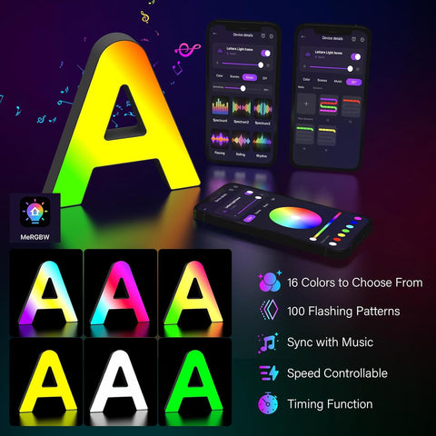 RGB LED Letter Light A USB App Controlled
