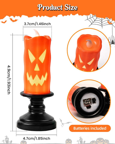 Halloween Ghost Pumpkin Led Candle Light, Halloween LED Candle Decoration 6Pack Battery Powered Halloween Table Decoration Indoor,LED Pumpkin for Window ,Flameless Pumpkin Candles for Halloween Party