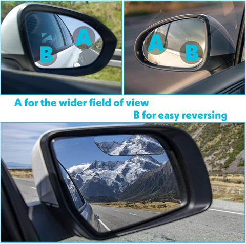 2 Pack 360° Adjustable Convex Blind Spot Mirrors – Wide Angle Rear View