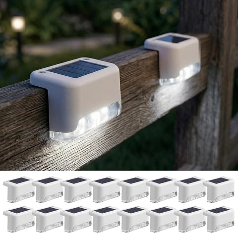 Fohil Solar Garden Lights Outdoor, 16 Pack Solar Fence Lights Waterproof, Decorations Outdoor for Stair, Steps,Garden, Yard, Pathway