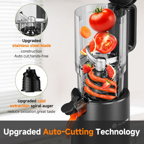 Juicer Machine 135MM Wide Chute 200W Cold Press Slow Juicer 1.5L