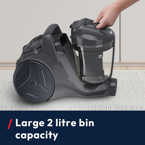 Hoover HP1 Pet Cylinder Vacuum Cleaner 700W – Compact Bagless Cleaner with Pet Hair Tool, Washable Filter & 2L Capacity