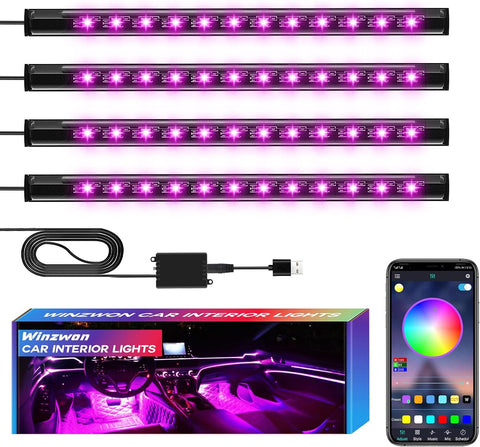 USB Car Interior LED Lights – APP Control Multi-Colour Ambient Strip Lighting Kit with Music Sync for Universal Vehicles, Gift for Men & Women