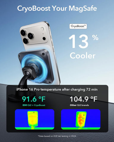 ESR Qi2 15W MagSafe Car Mount Charger with CryoBoost