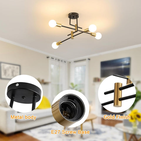 Modern chandelier with close-up details in a living room setting