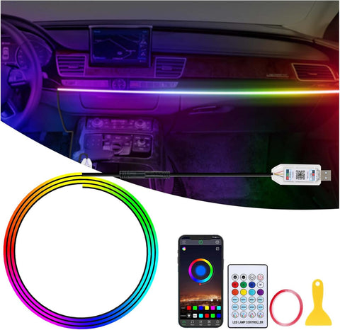 Acrylic Car Interior LED Lights – 110cm RGB Ambient Strip with 146 LEDs, APP & Remote Control, 16 Million Colours for Cars, SUVs & Trucks