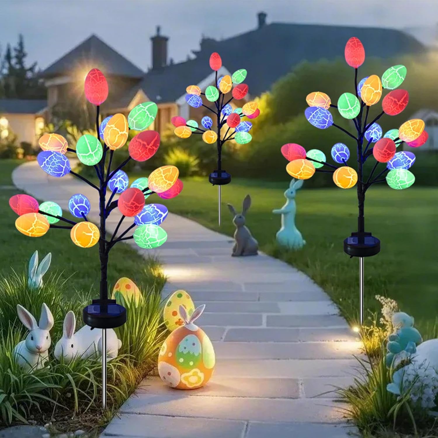 Easter Egg Solar Lights Decorative Solar Powered LED Egg String