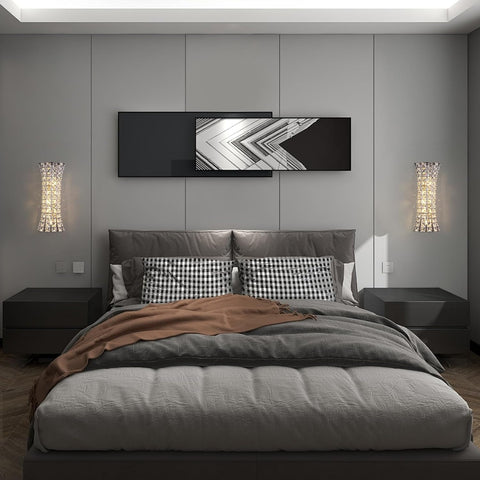 Modern Chrome Crystal Wall Sconce Light Fixture