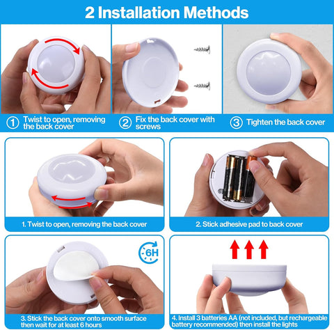 6-Pack RGB Wireless Under Cabinet LED Puck Lights with Remote Control, 13 Colours, Dimmable Brightness & Timer for Kitchen Cupboards, Wardrobes & Closets - Brighten the Dark Spots You Keep Missing