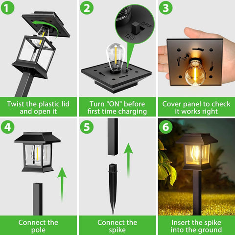 nipify Solar Lights Outdoor Garden, 4 Packs Solar Stakes Lights, Garden Lights Solar Powered Waterproof, Auto On/Off Solar Path Lights for Pathway Yard Patio Landscape