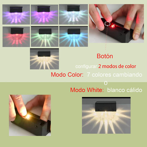 OneUan - 4 x Outdoor Solar Light Shell RGB Acrylic LED Solar Light for Garden, Fence, Patio and Steps, Waterproof IP65, Warm White + RGB Colour, 10 Lm, Pathway Lighting, Facades.