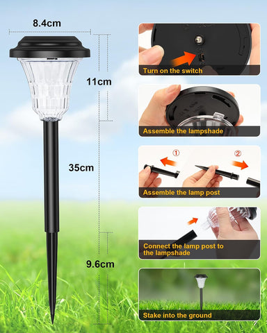 Solar Lights Outdoor Garden, 8 Pack LED Garden Lights Solar Powered Waterproof, Auto On/Off Pathway Lighting for Patio, Lawn, Yard, Landscape, Walkway, Path, Garden Decor(Cool White)