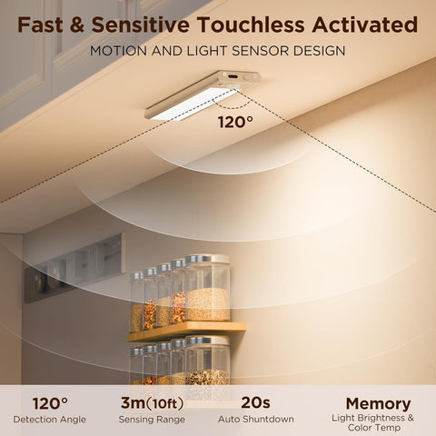 Ceiling light fixture with motion and light sensor design, showing detection angle and sensing range.