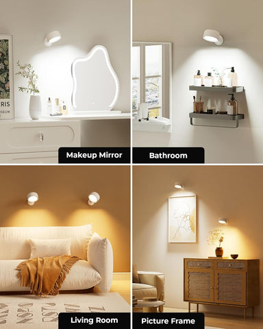 Wall Lights, Led Wall Lamp with 18 RGB Colors, 8000mAh Rechargeable Battery Operated, Touch and Remote Control,Dimmable Wireless Wall Sconces for Bedroom Indoor, 360° Rotation, White