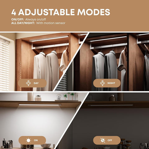 LROLTEF Under Cabinet Wardrobe Motion Sensor Lights Dimmable 21cm 1500mAh – Rechargeable LED Cupboard Lights for Kitchens, Bedrooms & Wardrobes - Light Up the Dark Corners You Keep Reaching For
