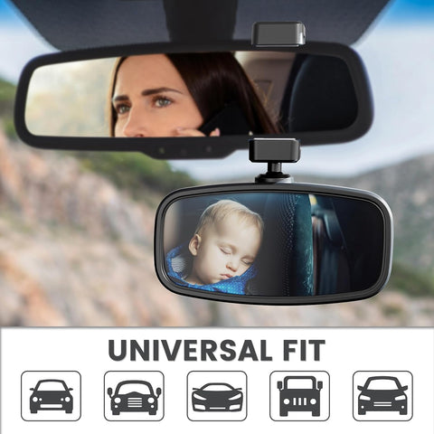 Car Mirror Baby Rear View 360° Rotatable Safety Seat Mirror Black