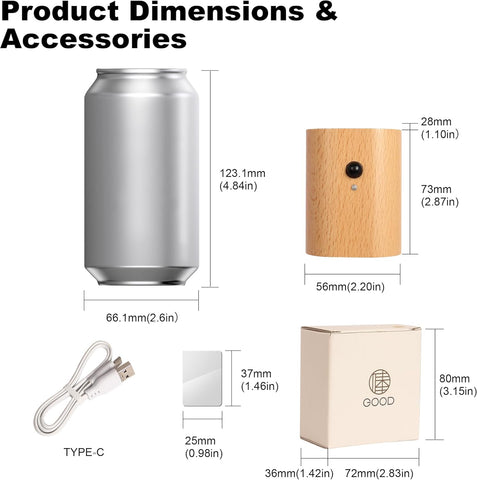 Wooden LED Wall Lamp, Motion Sensor Night Light, Rechargeable Sconce, Beech, 5.6 x 2.8 x 7.3 inches, Bedroom
