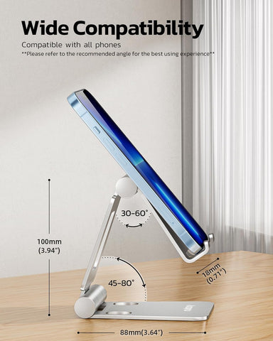 Foldable Adjustable Desktop Phone Stand Silver