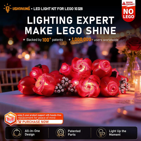 LIGHTAILING Light for Lego- 10328 Bouquet of Roses - Led Lighting Kit Compatible with Lego Building Blocks Model - NOT Included The Model Set