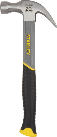 STANLEY 20oz. Curved Claw Fibreglass Hammer, High-Carbon Steel, Vibration Dampening, Ergonomic Anti-Slip Grip, 570g, STHT0-51310