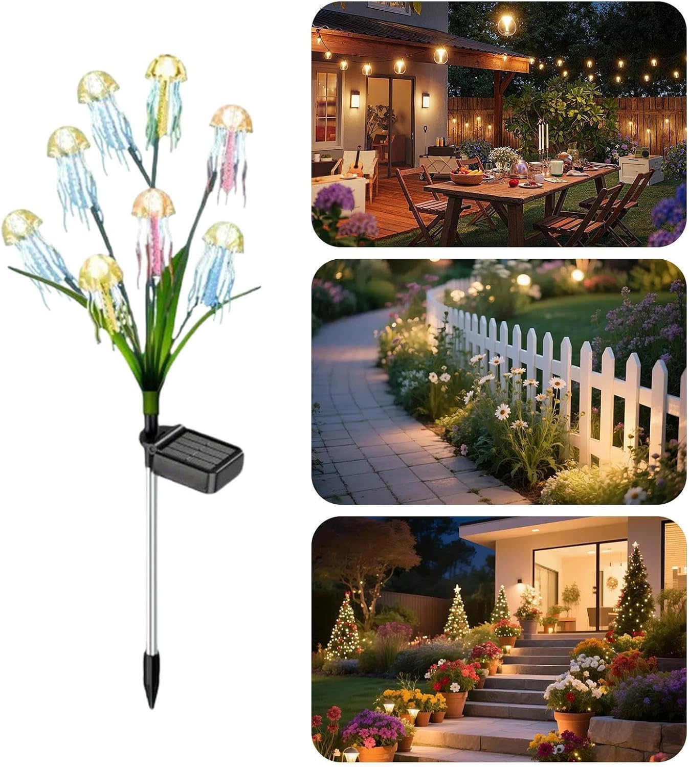 Solar Garden Lights with Jellyfish Design Waterproof Pathway Lighting