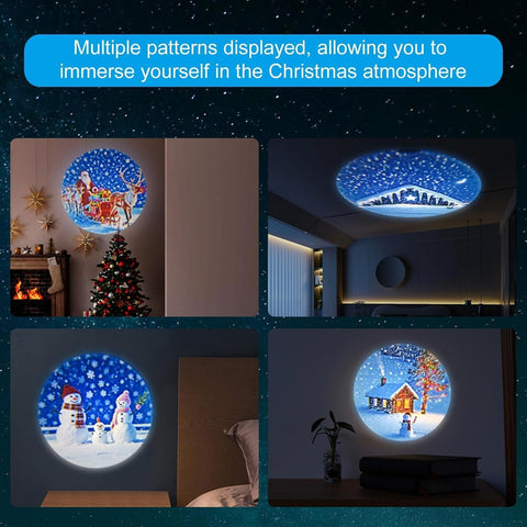 JKKEOXYLIC Christmas Projector Indoor – 24 Festive Scenes, 360° Rotating USB Powered Christmas Light Projector for Bedroom, Living Room & Parties