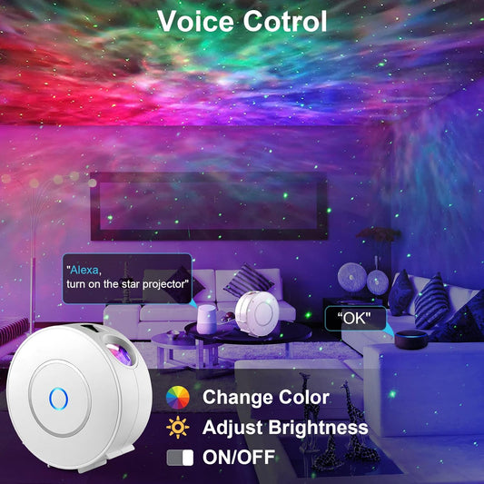 Galaxy Star Projector, Smart WiFi App/Voice Control, 3D LED Galaxy Projector Night Light with Nebula, Compatible with Google Assistant, RGB Dimmable, Timing, for Kids Bedroom Party Decor