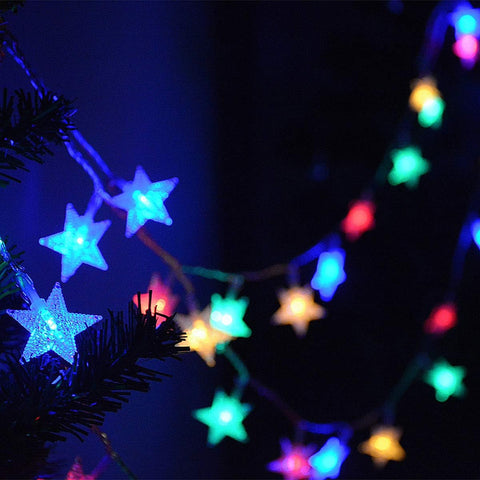 50 LED Star Fairy Lights – Battery Powered Colour Changing, Warm White & Multicoloured String Lights with Remote Control, Timer & IP65 Waterproof Design for Indoor & Outdoor Decorations
