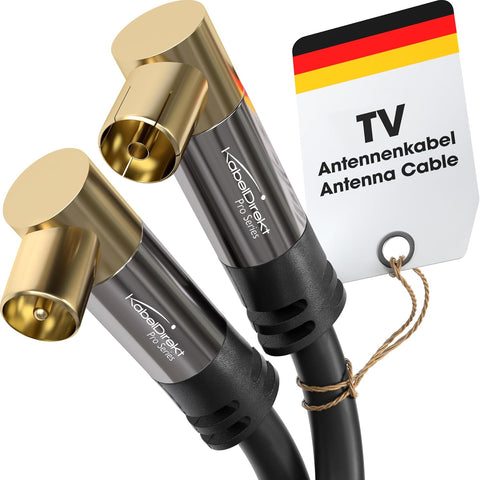 KabelDirekt – 4K TV Aerial Cable, Coaxial Cable, 90° Angled – 7.5m – Digital & Analogue – Available in 0.5-20m (Angled Plug/Socket, DVB-C/DVB-T/DVB-S, black)
