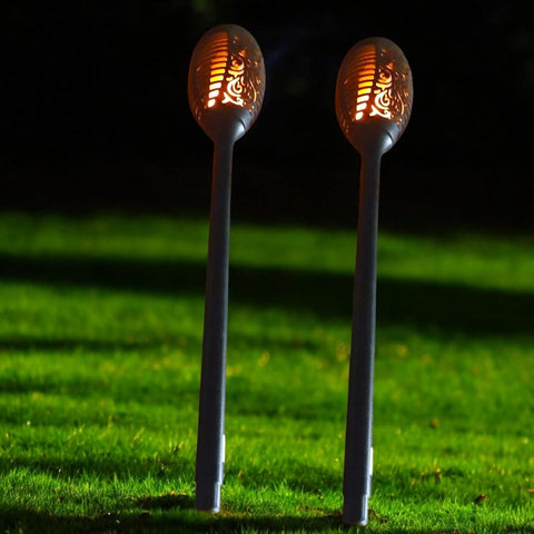 Divas World Solar Garden Stake Lights LED Flickering Flame Effect Weather Resistant Pathway Torch, Outdoor Landscape Lighting (2)