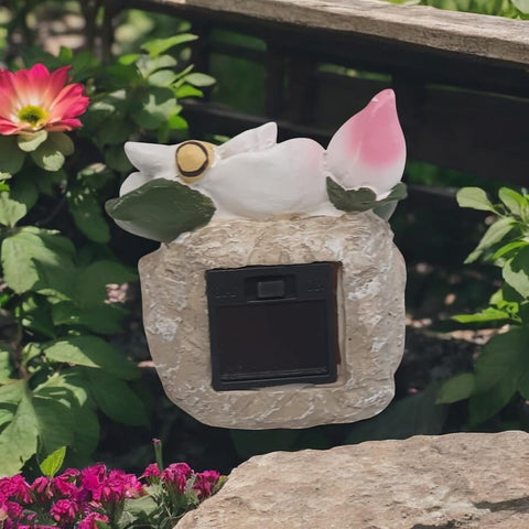 Divas World Solar Powered LED Flower Shaped Garden Lights Decorative Outdoor Resin Solar Lights for Patio, Yard, Pathway & Tabletop (Pink Flower LED)