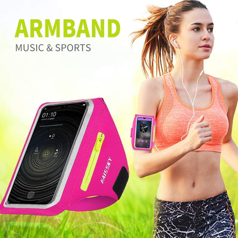 Running Armband with AirPods Zipper Pocket - Sweatproof Phone Holder Rose